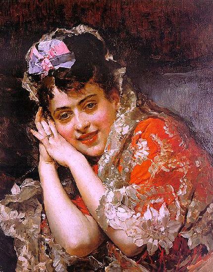 Raimundo Madrazo The Model Aline Masson with a White Mantilla China oil painting art